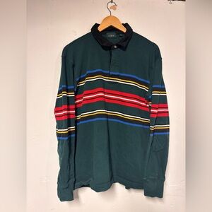Vintage J Crew Men’s Polo Style Striped Long Sleeve Shirt Medium Corduroy Collar